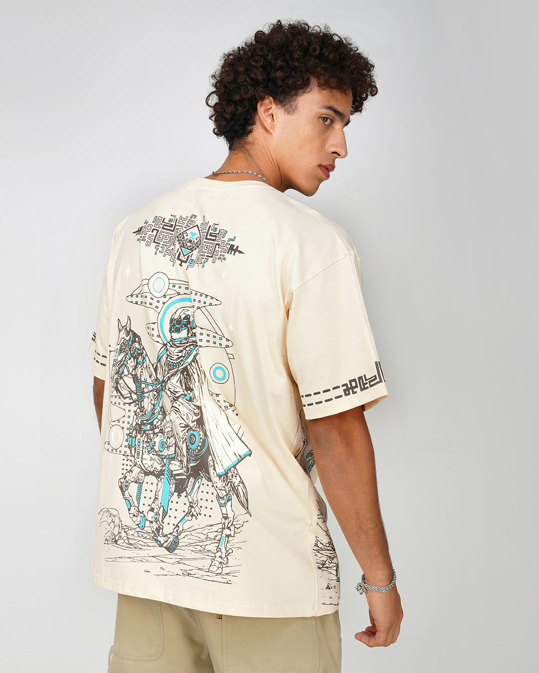Bedouin UV Light Reactive Oversized Off-White Cotton T-Shirt