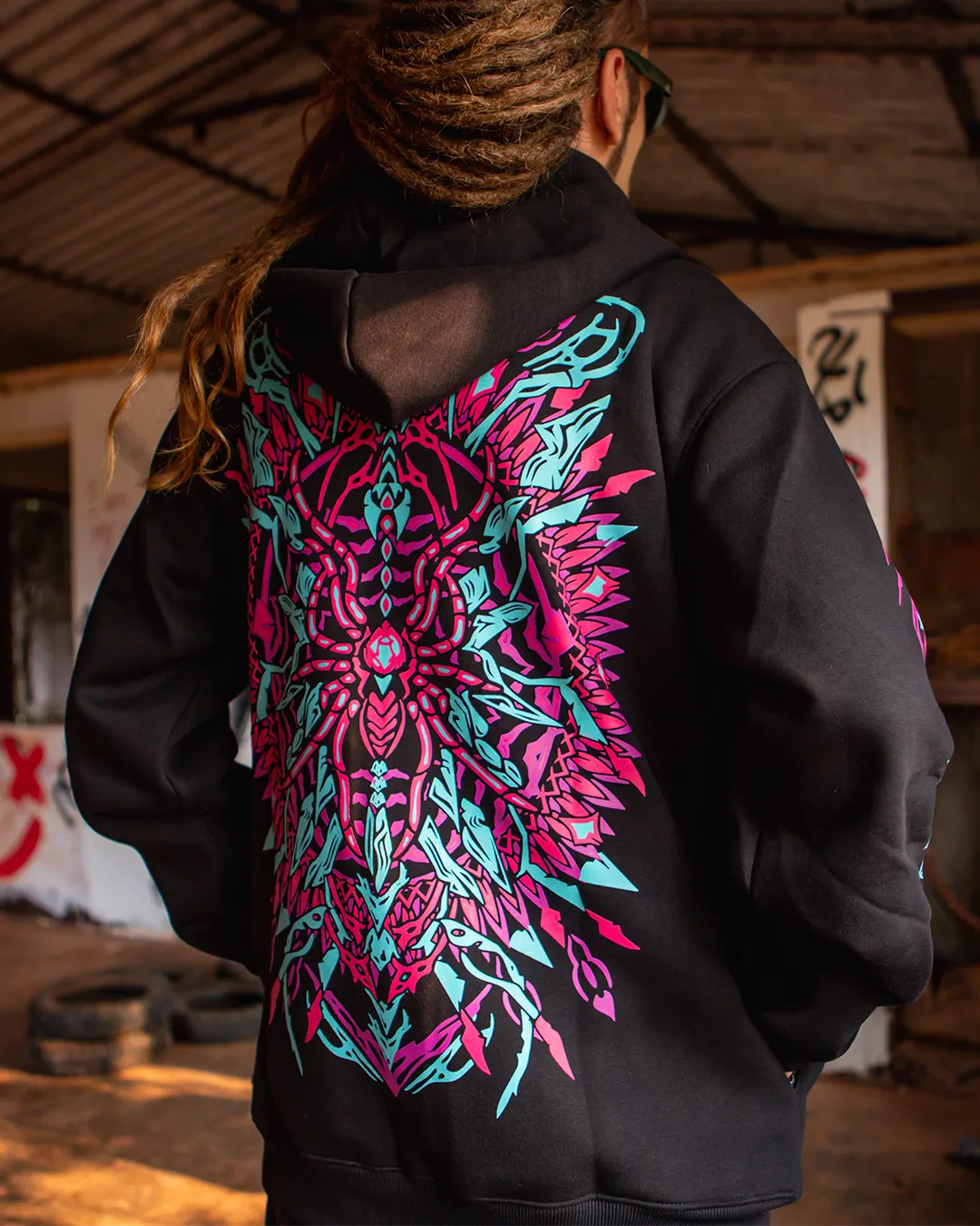 Arakan Zip-Up Cotton Hoodie UV Light Reactive