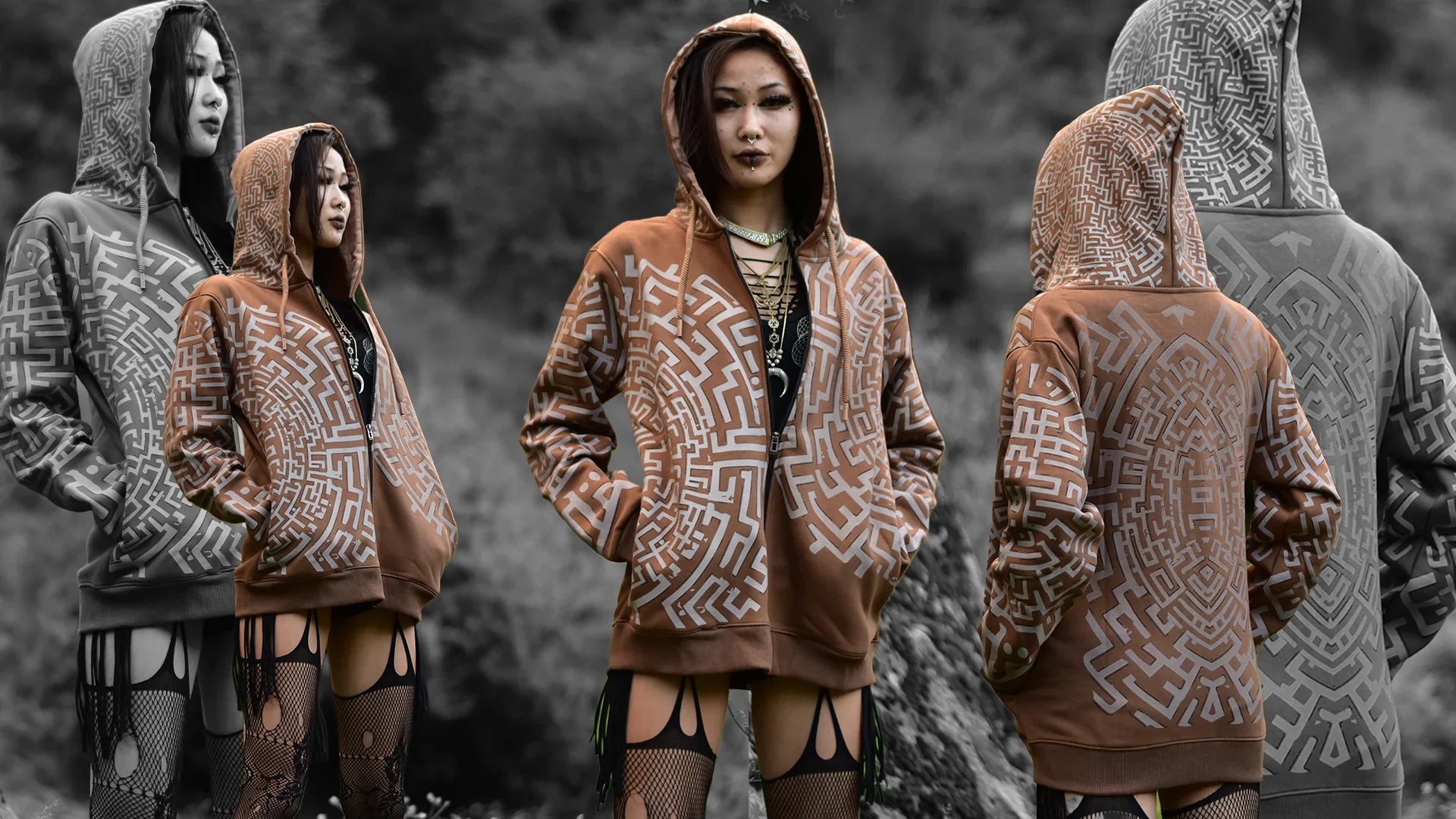 UV Light Reactive Glow-in-the-Dark Unisex Hoodie Back View – Ultra Tribe