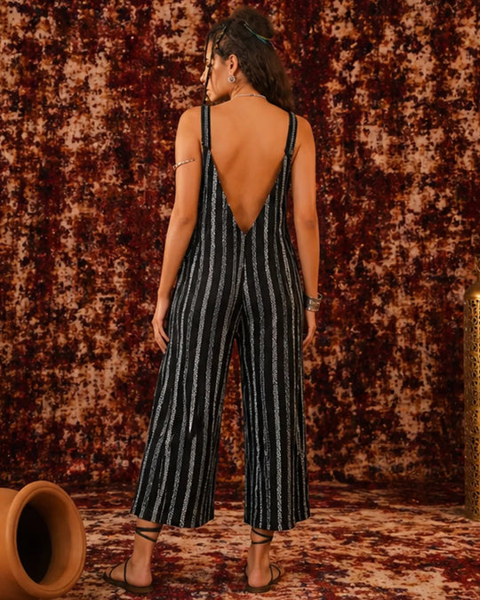 Black &amp; White Boho Tribal Jumpsuit