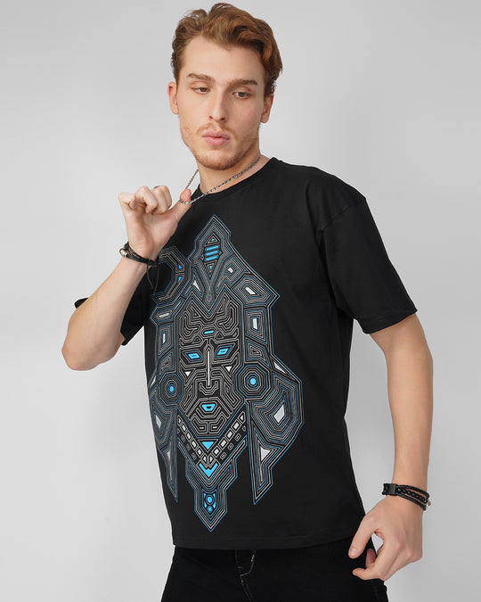 Shiva Face | UV Light Reactive & Glow In Dark | Oversized T-Shirt
