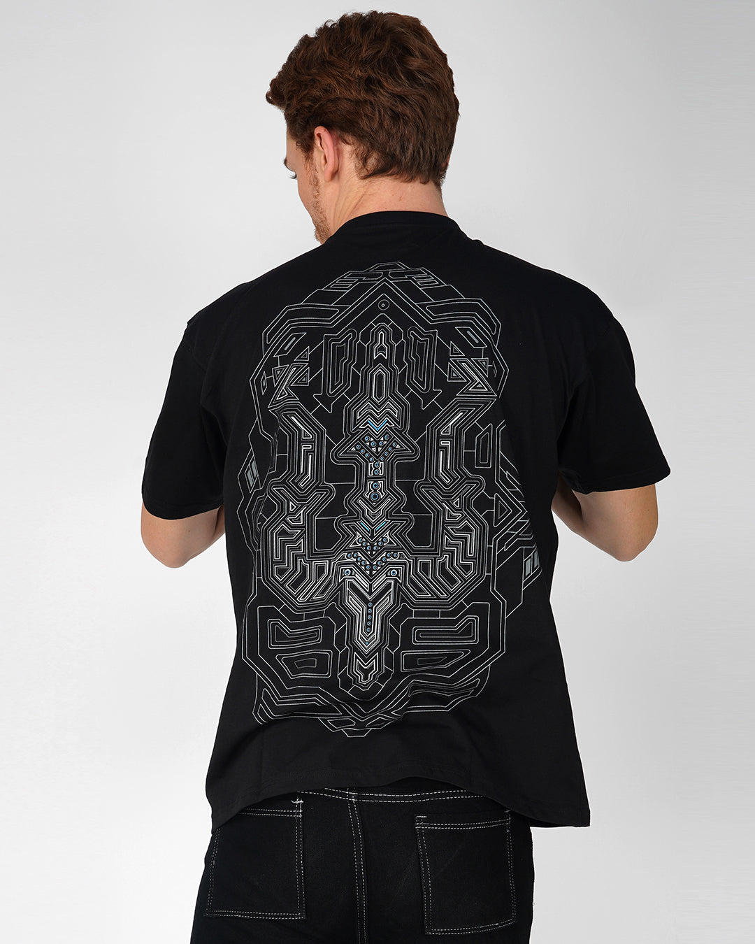 Geometric Trishul | UV Light Reactive & Glow In Dark | Oversized T-Shirt