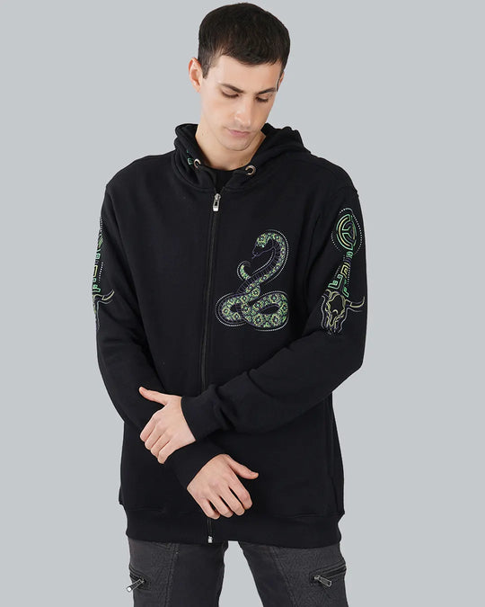 Ayahuasca | Zip-Up Cotton Hoodie UV Light Reactive
