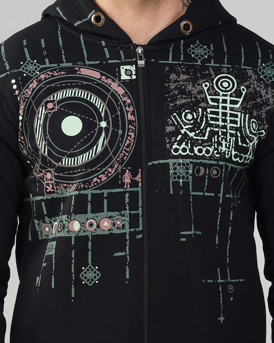 Star Sutra | Zip-Up Cotton Hoodie UV Light Reactive