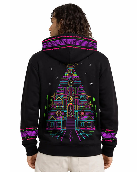 Temple | Zip-Up Cotton Hoodie UV Light Reactive