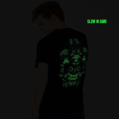 Sjamaan masker UV-reactief &amp; Glow in the Dark T-shirt