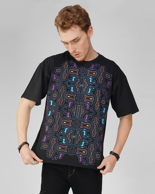 Shipibo Pattern | UV Light Reactive & Glow In Dark | Oversized T-Shirt