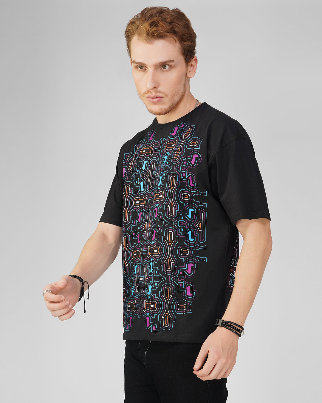 Shipibo Pattern | UV Light Reactive & Glow In Dark | Oversized T-Shirt