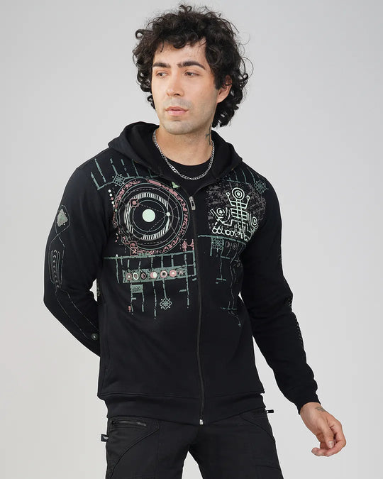 Star Sutra | Zip-Up Cotton Hoodie UV Light Reactive