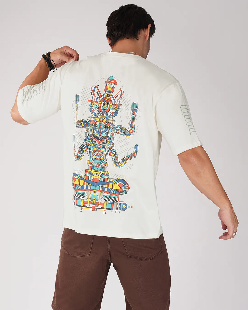 Yogikarana | UV Light Reactive | Oversized Off-White Cotton T-Shirt