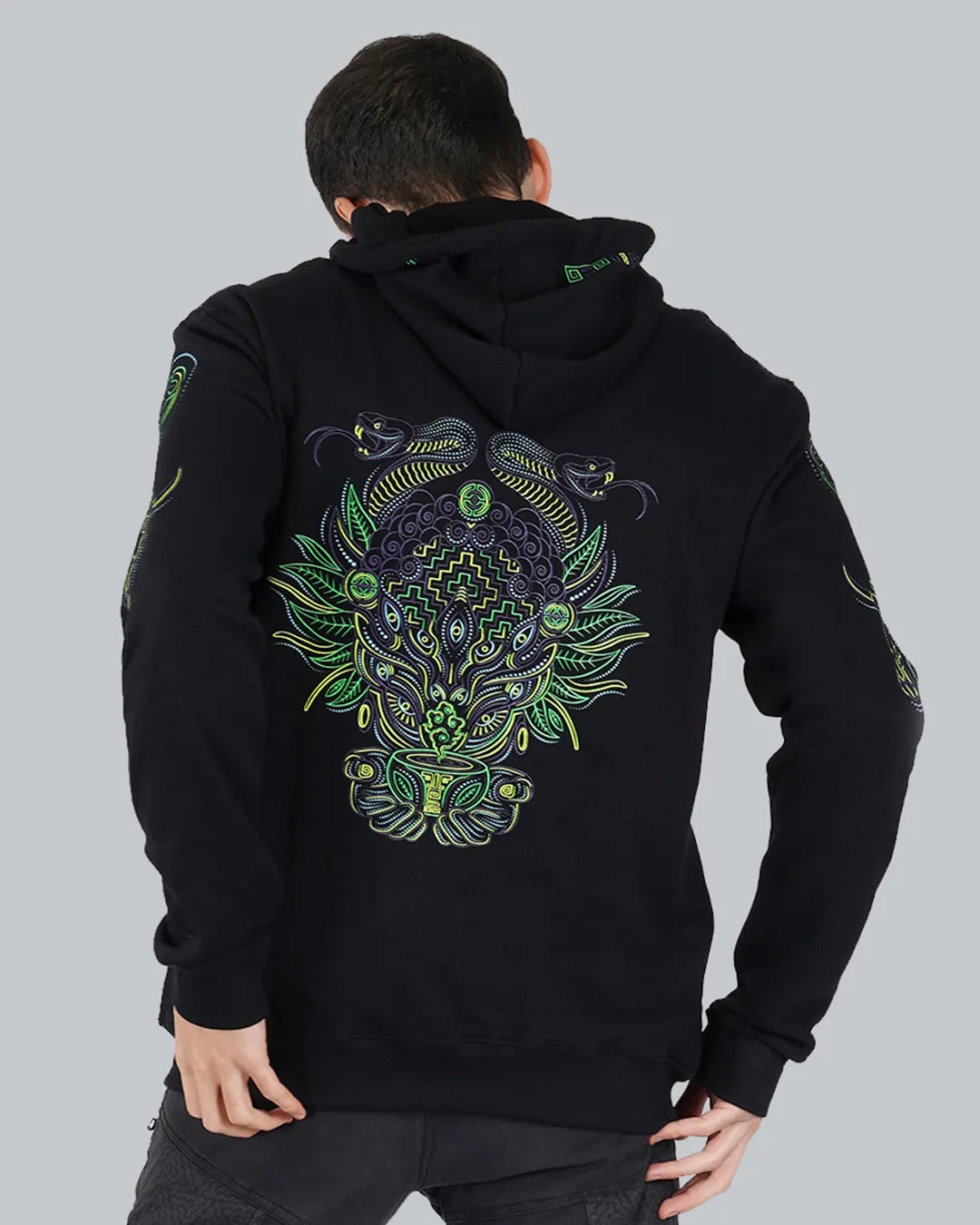 Ayahuasca | Zip-Up Cotton Hoodie UV Light Reactive