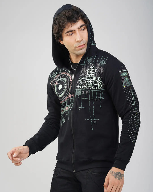 Star Sutra | Zip-Up Cotton Hoodie UV Light Reactive