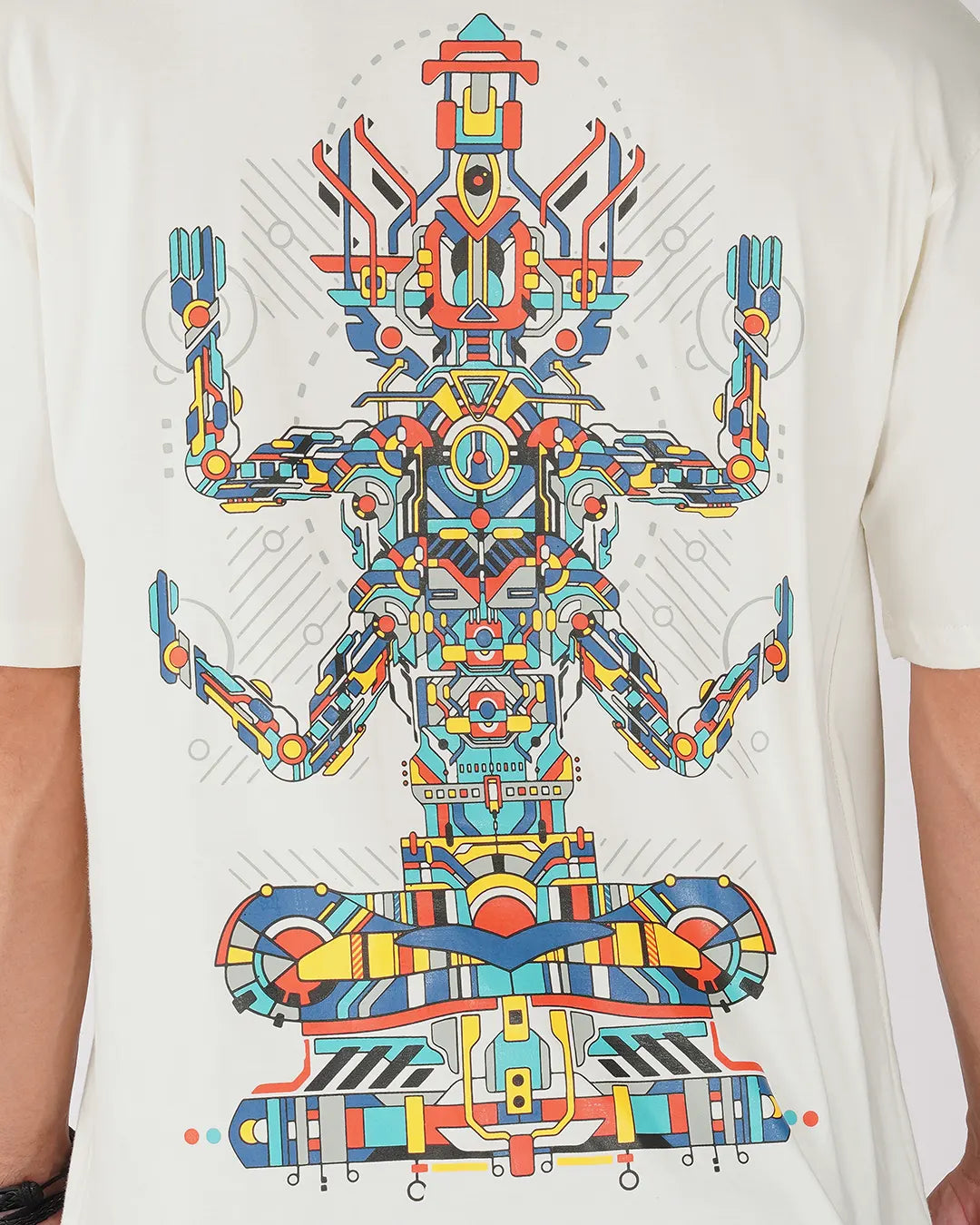 Yogikarana | UV Light Reactive | Oversized Off-White Cotton T-Shirt