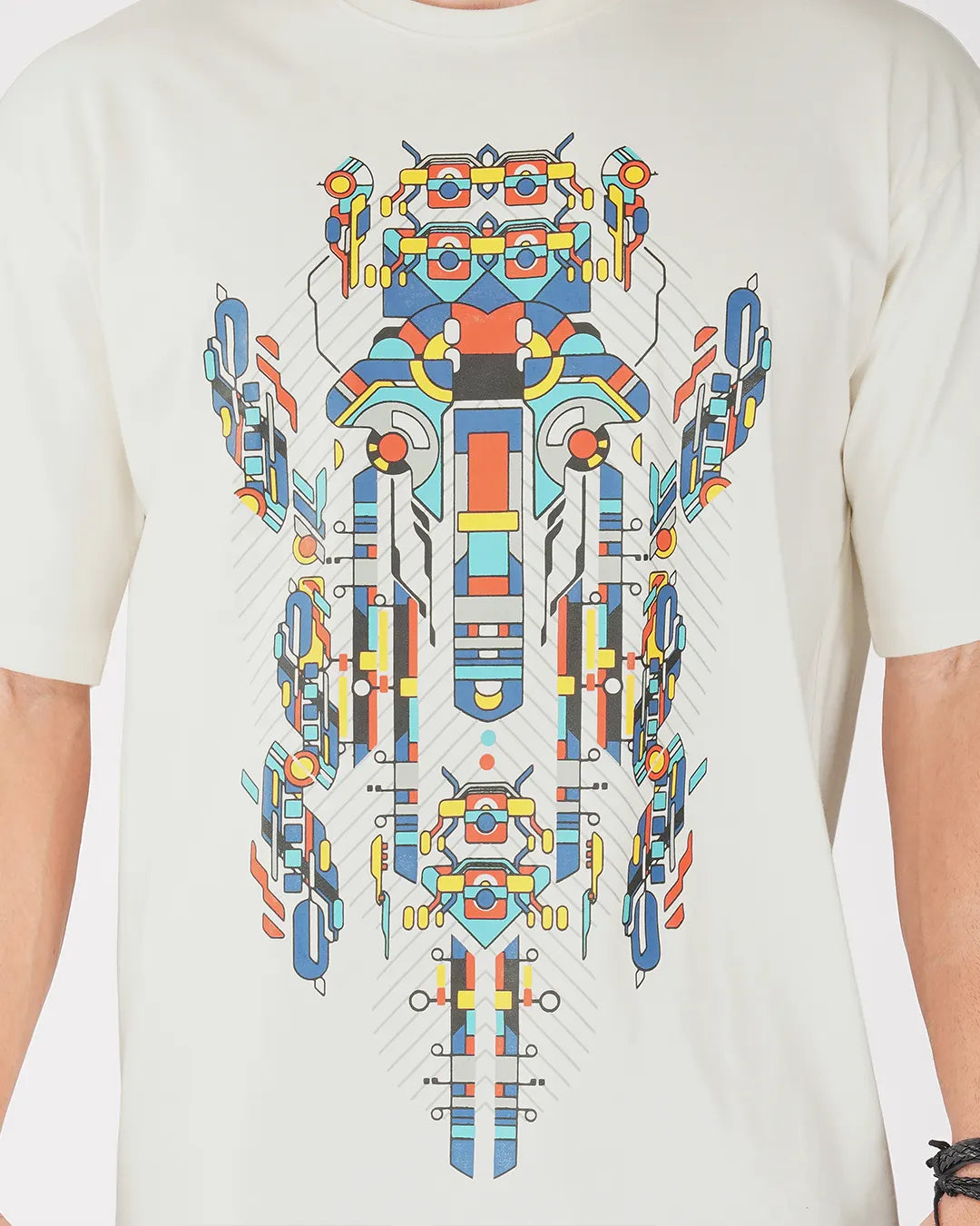 Yogikarana | UV Light Reactive | Oversized Off-White Cotton T-Shirt