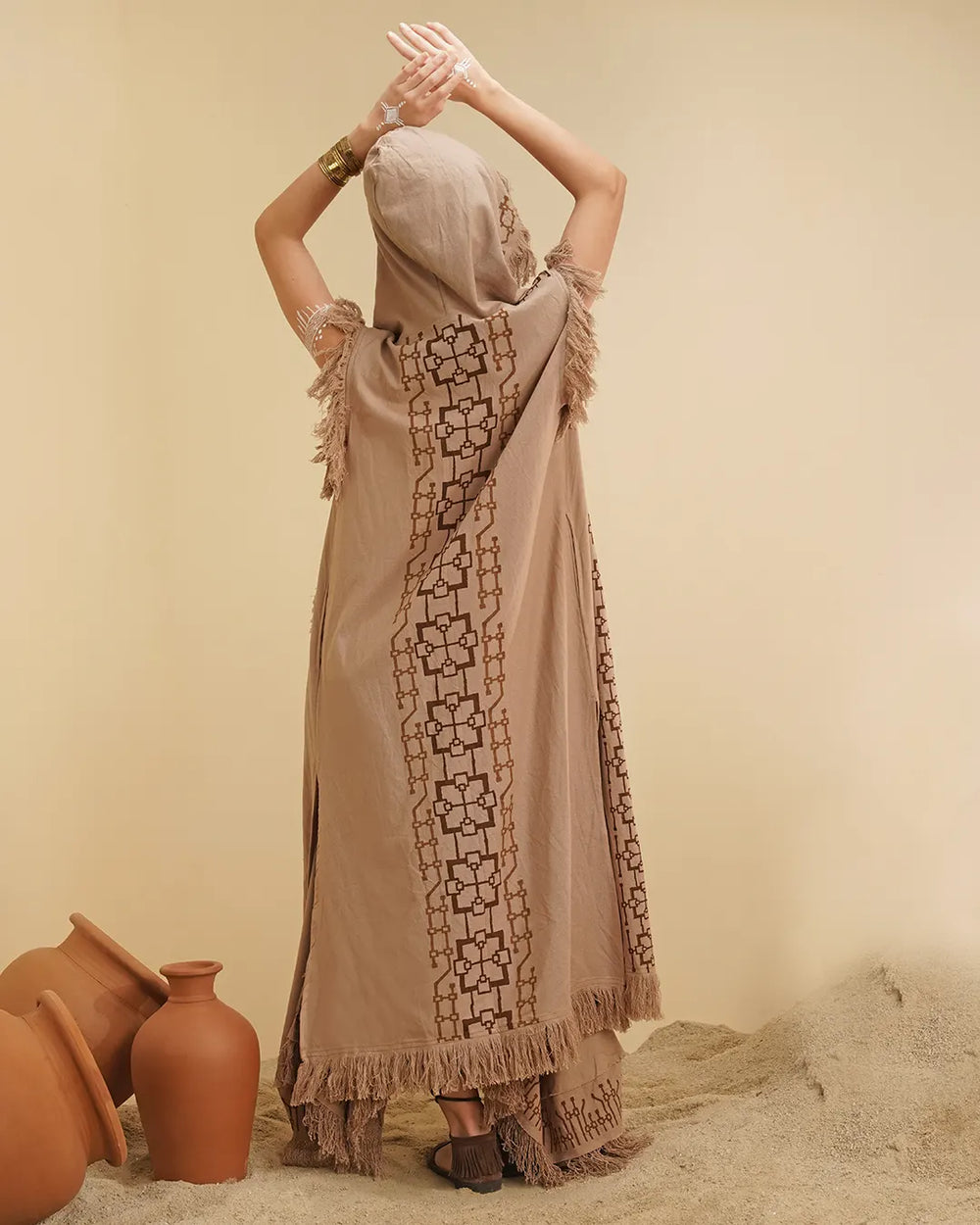 Unisex Ayawa Hooded Kimono | Beige Cream Cape