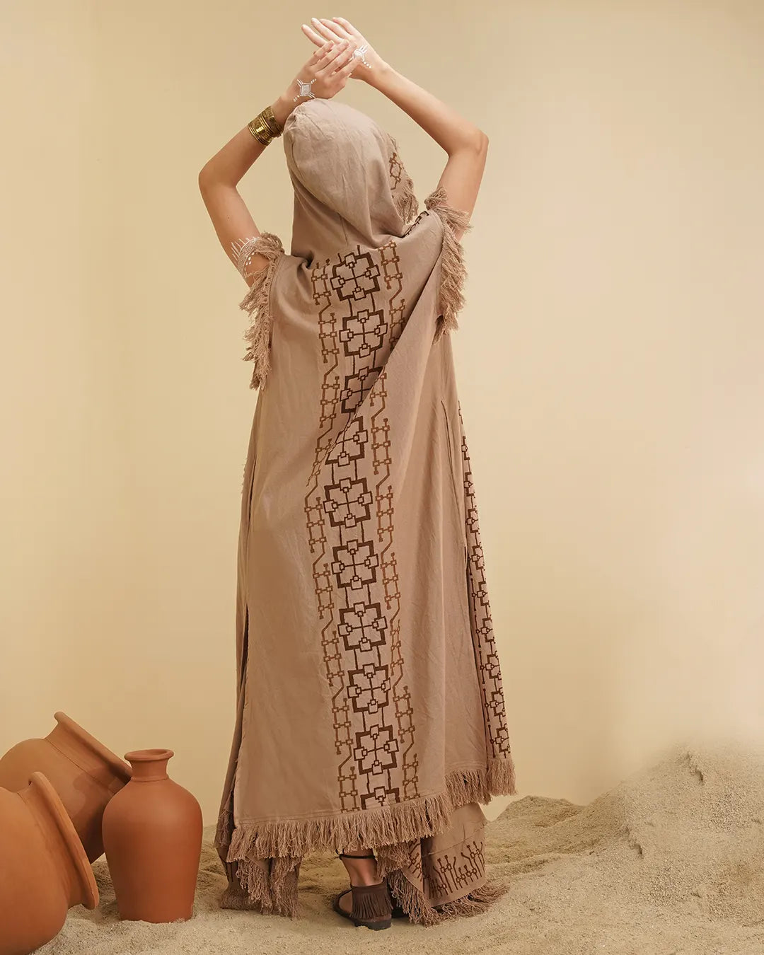 Unisex Ayawa Hooded Kimono | Beige Cream Cape