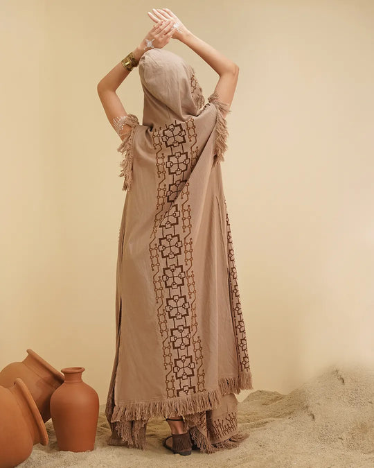 Unisex Ayawa Hooded Kimono | Beige Cream Cape