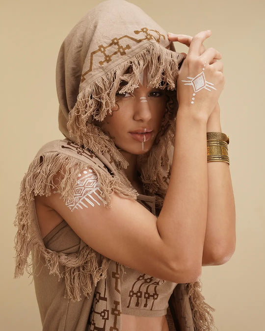 Unisex Ayawa Hooded Kimono | Beige Cream Cape