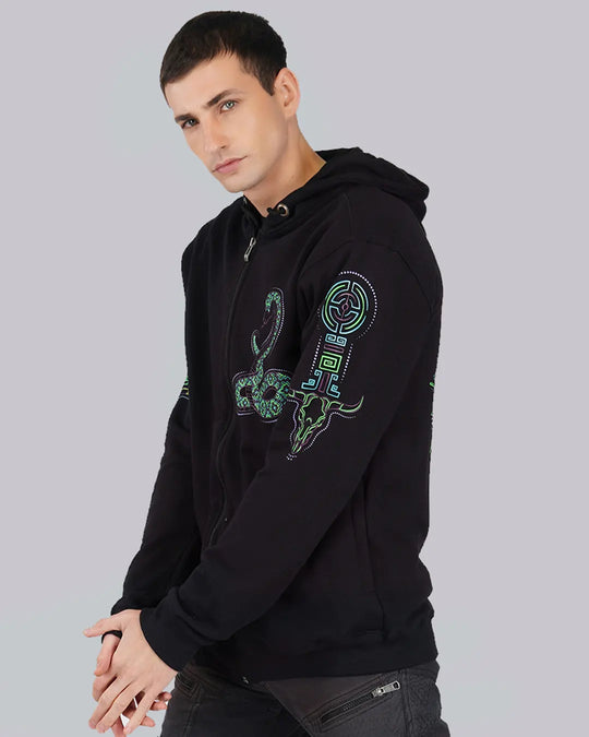 Ayahuasca | Zip-Up Cotton Hoodie UV Light Reactive