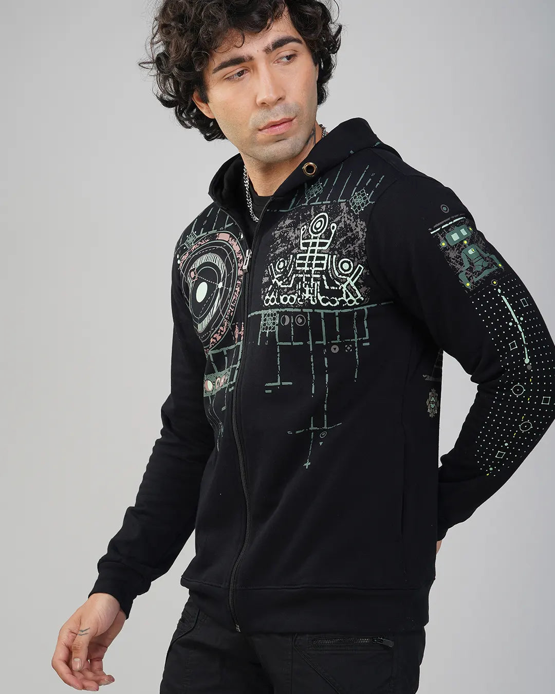 Star Sutra | Zip-Up Cotton Hoodie UV Light Reactive
