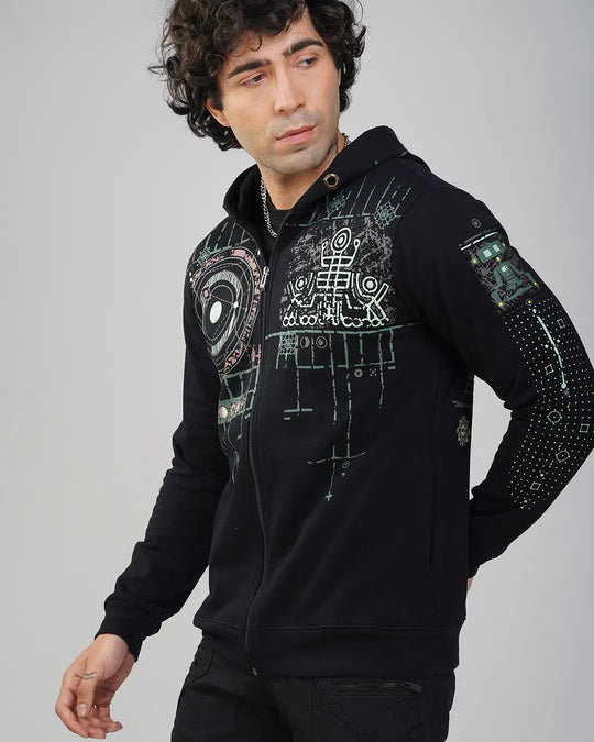Star Sutra | Zip-Up Cotton Hoodie UV Light Reactive