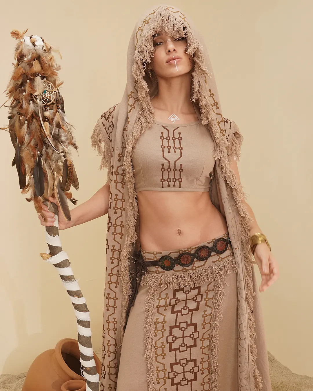 Unisex Ayawa Hooded Kimono | Beige Cream Cape