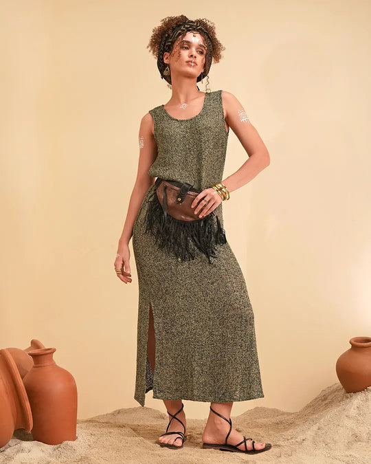 Green Spinder Long Dress for Women's