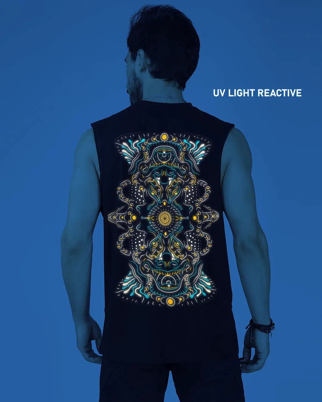 DMT Trip | UV Light Reactive Plus Glow in Dark Cotton Tank Tees