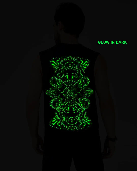 DMT Trip | UV Light Reactive Plus Glow in Dark Cotton Tank Tees