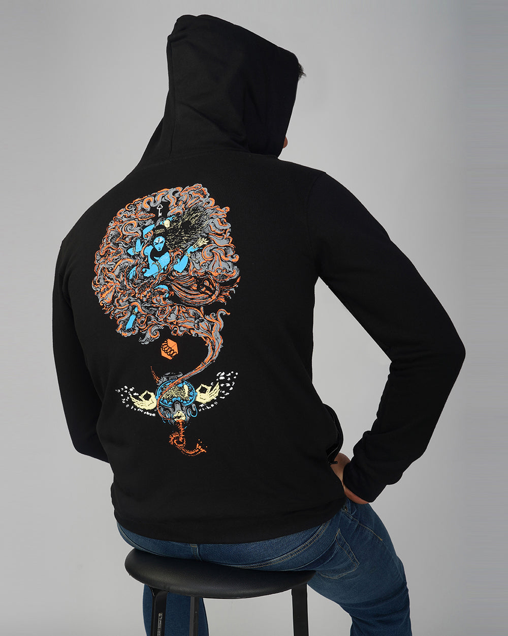 Shiva Tandav Strome zip up Cotton Hoodie UV Plus Reactive