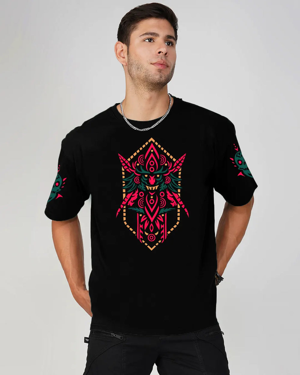 Tribeni | UV Light Reactive | Oversized Cotton T-Shirt