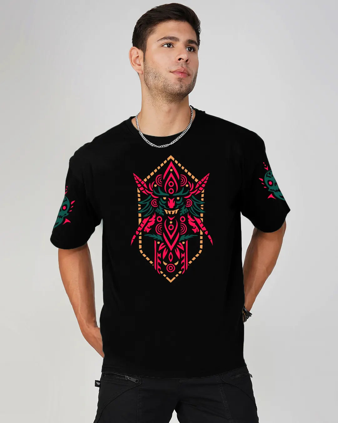 Tribeni | UV Light Reactive | Oversized Cotton T-Shirt