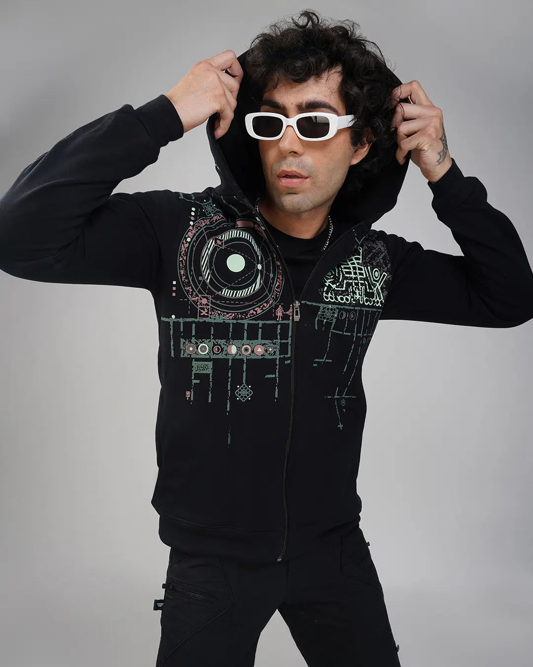 Star Sutra | Zip-Up Cotton Hoodie UV Light Reactive