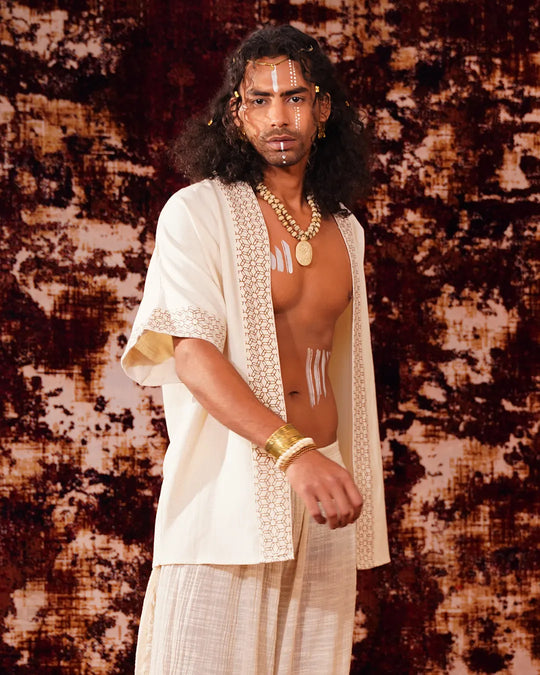 Unisex White Boho Kimono | Festival Clothing