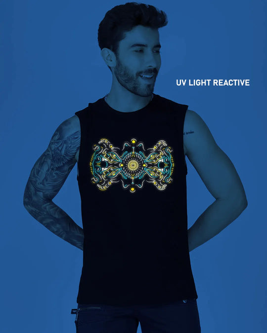 DMT Trip | UV Light Reactive Plus Glow in Dark Cotton Tank Tees