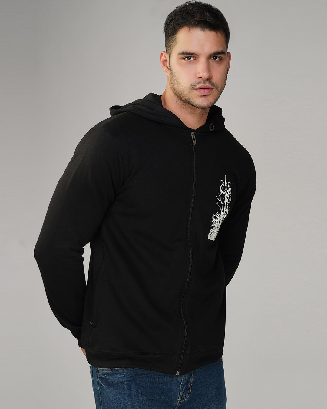 Shiva Tandav Strome zip up Cotton Hoodie UV Plus Reactive – Ultra