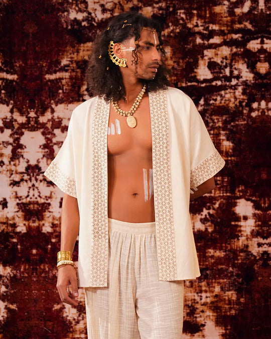 Unisex White Boho Kimono | Festival Clothing