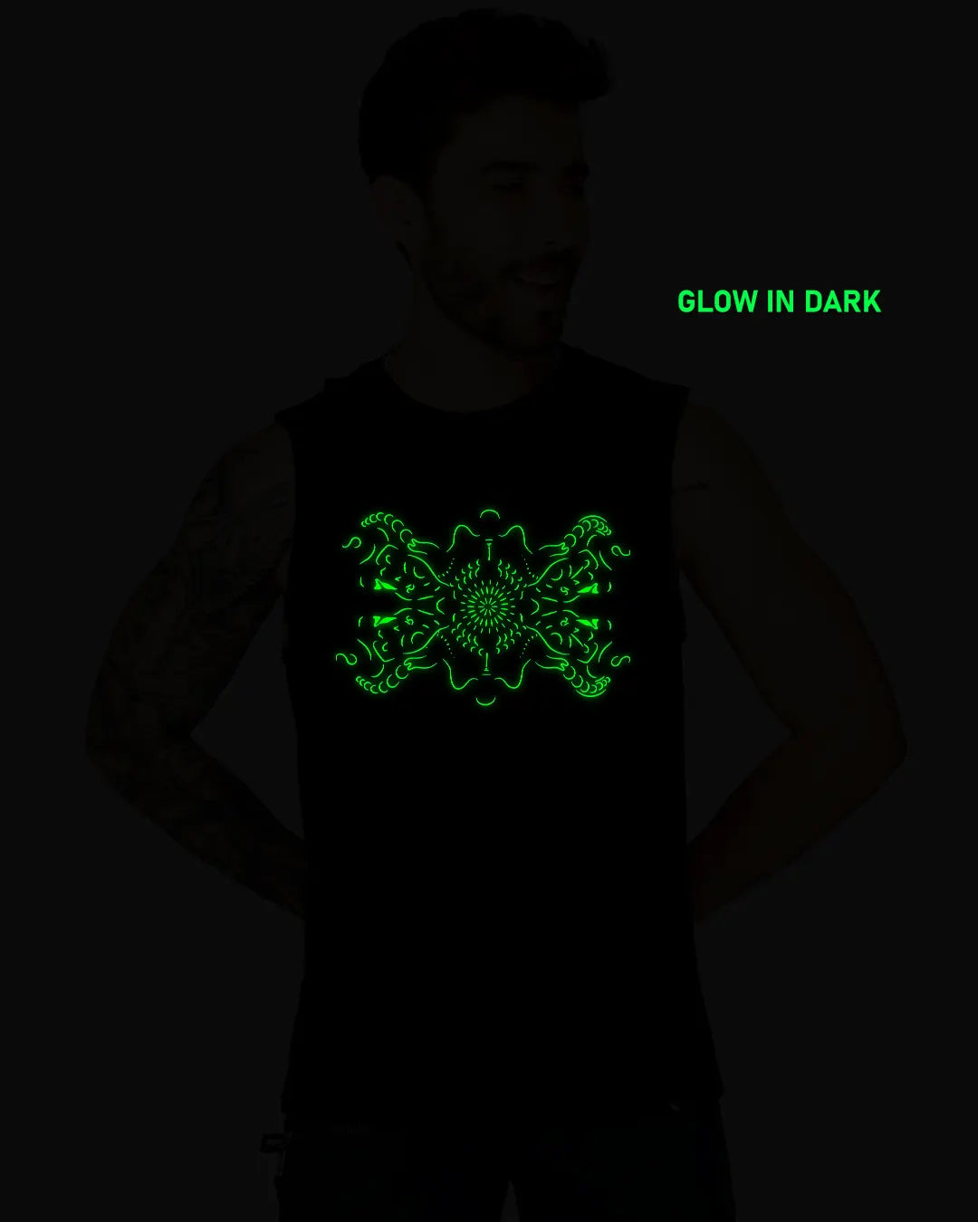 DMT Trip | UV Light Reactive Plus Glow in Dark Cotton Tank Tees