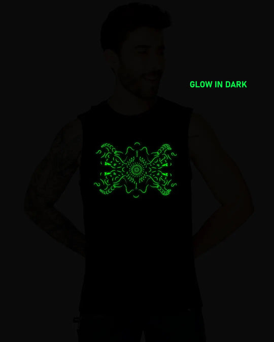 DMT Trip | UV Light Reactive Plus Glow in Dark Cotton Tank Tees