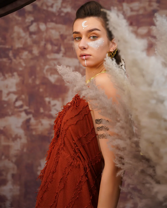 Rust Wine Butterfly Maxi Dress | Open Back Tie-Up