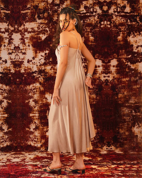Sand Beige Flow Butterfly Long Dress | Women’s Boho Maxi