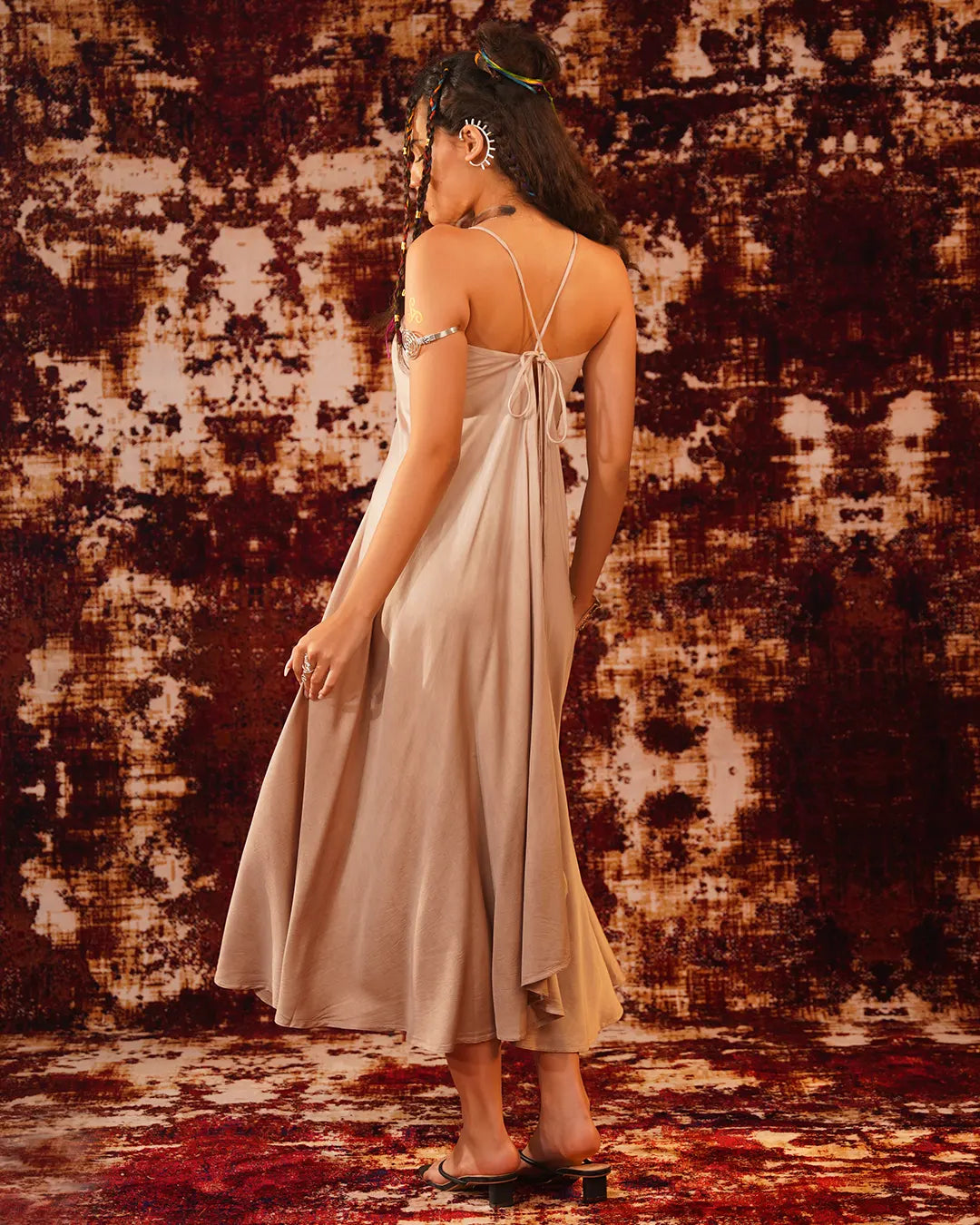Sand Beige Flow Butterfly Long Dress