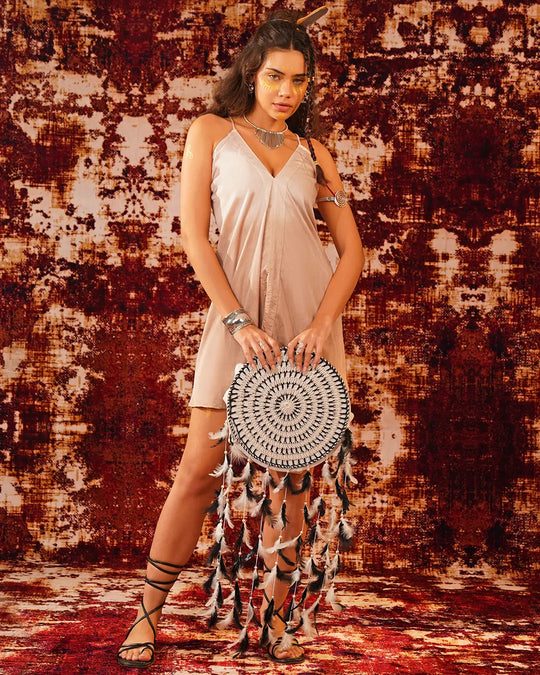 Sand Beige Flow Butterfly Short Dress | Women’s Boho Maxi