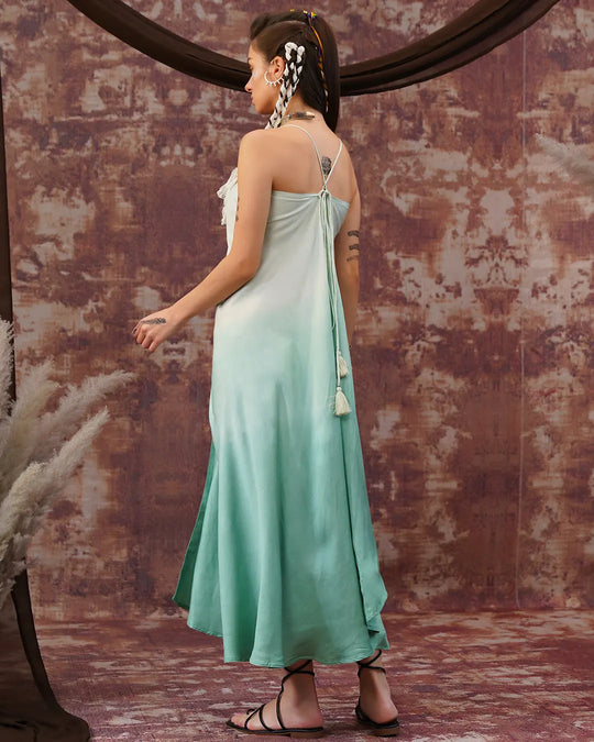 Sage & Moon-Silver Tie-Dye Butterfly Long Dress