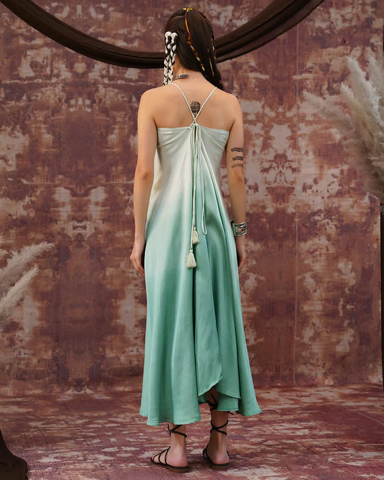 Sage & Moon-Silver Tie-Dye Butterfly Long Dress