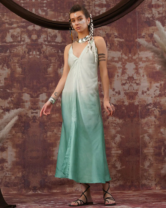 Sage & Moon-Silver Tie-Dye Butterfly Long Dress