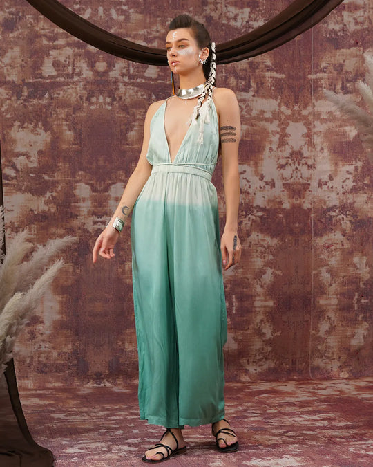 Sage & Moon-Silver Tie-Dye Elistick Long Dress