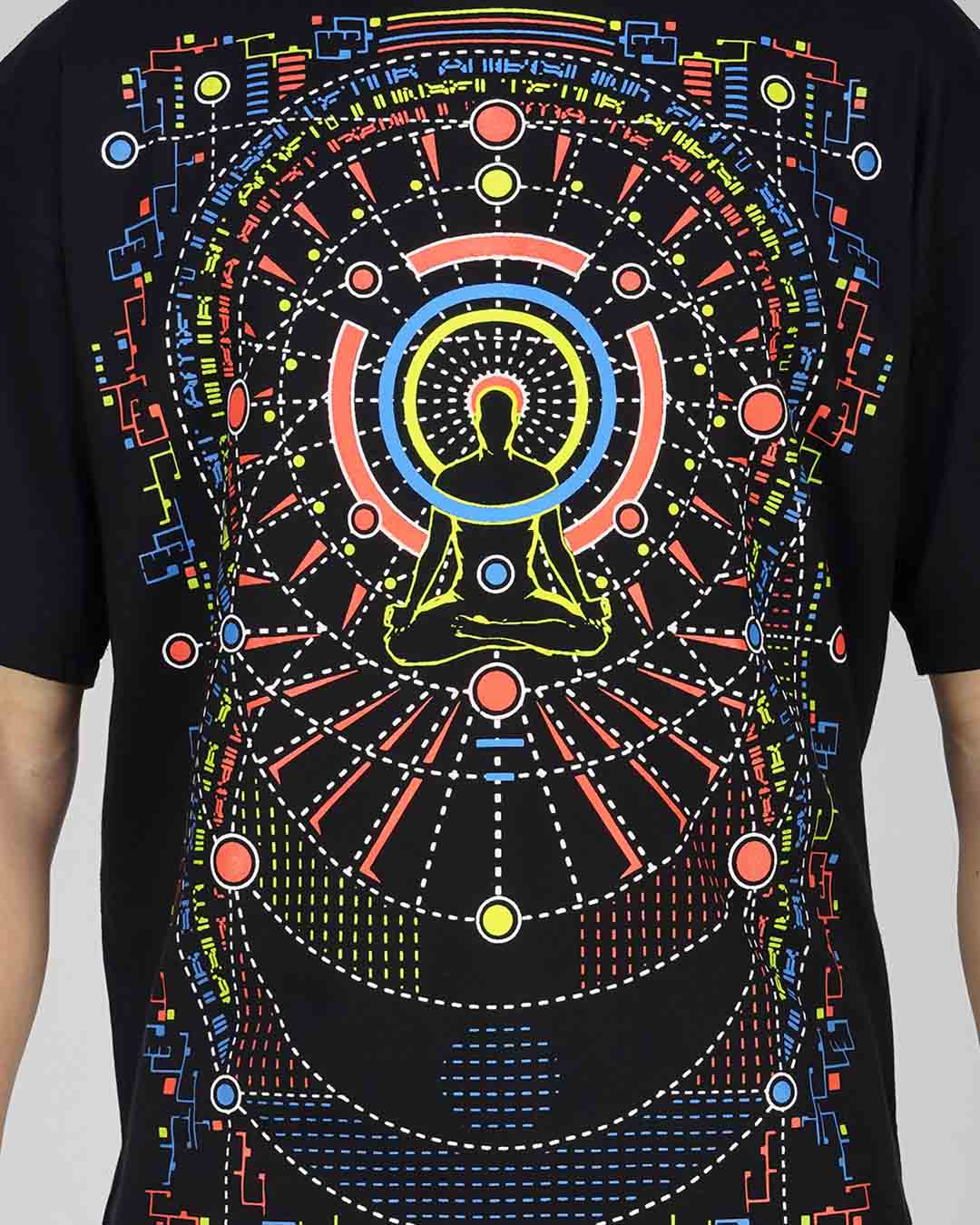 Maan Meditatie | UV-licht reactief \u0026amp; Glow In Dark | Oversized T-sh –  Ultra Tribe, image size:1080x1350