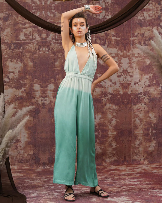 Sage & Moon-Silver Tie-Dye | Open Back Jumpsuit