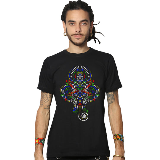 Cyber Ganesha 0.1 UV Light Reactive & Glow in the Dark T-Shirt